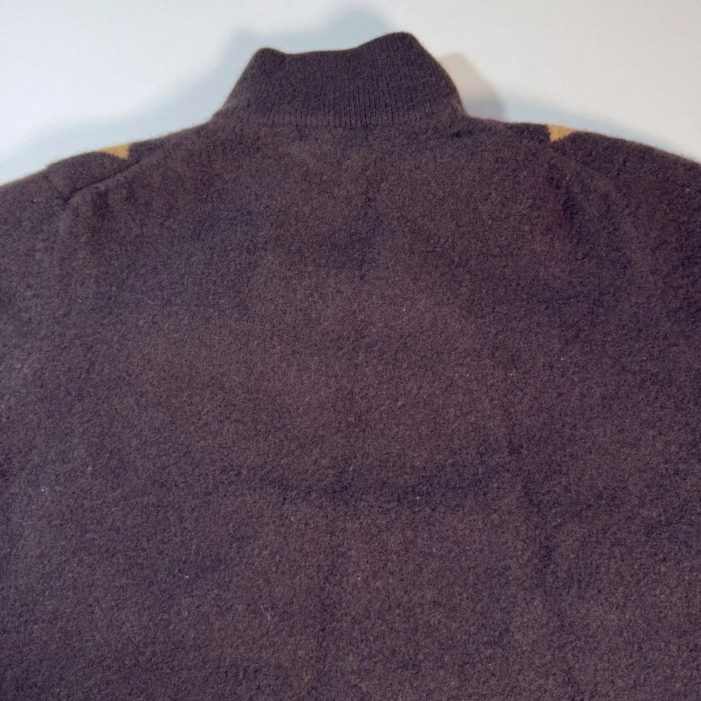 Brooks Brothers Argyle Sweater Kids XXL Brown Excellent Lambswool Quarter-Zip